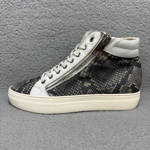 Bagatto Mens 7 / EU 40 Shoes Grey White Snakeskin Zip High Top Sneakers Italy - Picture 2 of 11